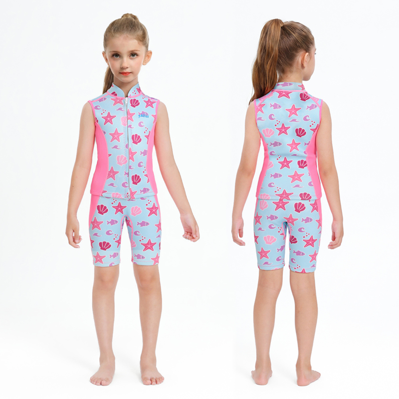 Split Kids' Wetsuit – Girls' Diving Top & Shorts, Warm, Sun Protection for Surfing, Snorkeling, Jellyfish Protection, Unisex Kids' Swimwear 4