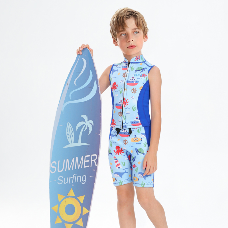 Split Kids' Wetsuit – Girls' Diving Top & Shorts, Warm, Sun Protection for Surfing, Snorkeling, Jellyfish Protection, Unisex Kids' Swimwear 5