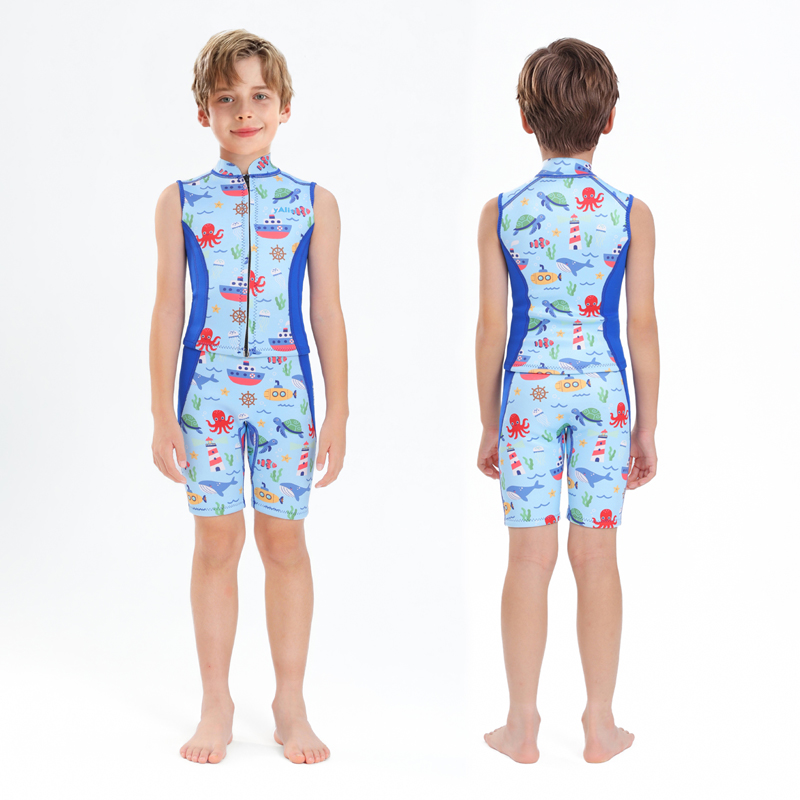 Split Kids' Wetsuit – Girls' Diving Top & Shorts, Warm, Sun Protection for Surfing, Snorkeling, Jellyfish Protection, Unisex Kids' Swimwear 3