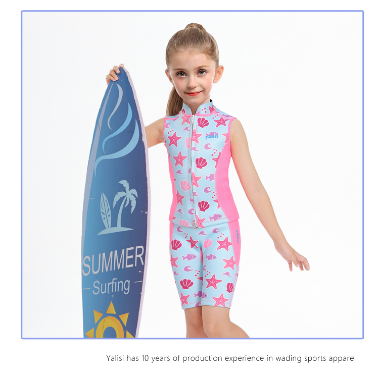 Split Kids' Wetsuit – Girls' Diving Top & Shorts, Warm, Sun Protection for Surfing, Snorkeling, Jellyfish Protection, Unisex Kids' Swimwear