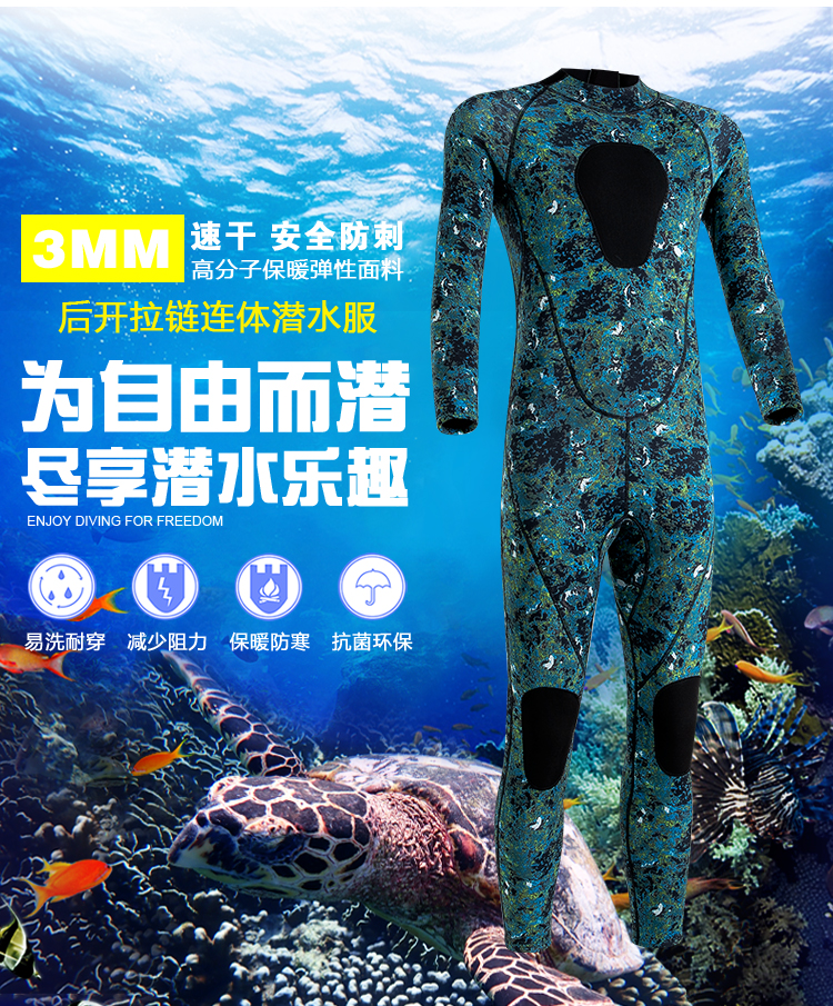 Custom Camouflage Full Wetsuit for Men & Women - Warm Winter Swimming, Snorkeling & Surfing Suit