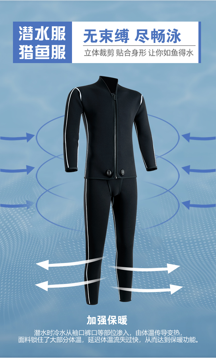 Custom-made Split Wetsuit, Unisex Surfing Suit, Warm & Protective, Multiple Thickness Options for Snorkeling