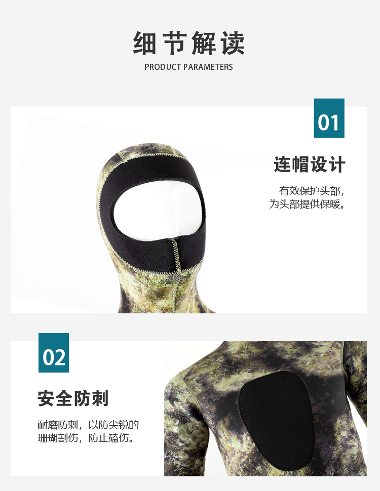 Camouflage Spearfishing Wetsuit – Customizable with Specified Materials & Thickness, Unisex for Diving Vests, Diving Jackets, Split Wetsuits, and Warm Snorkeling