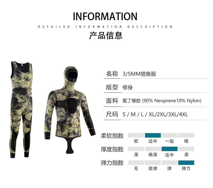 Camouflage Spearfishing Wetsuit – Customizable with Specified Materials & Thickness, Unisex for Diving Vests, Diving Jackets, Split Wetsuits, and Warm Snorkeling