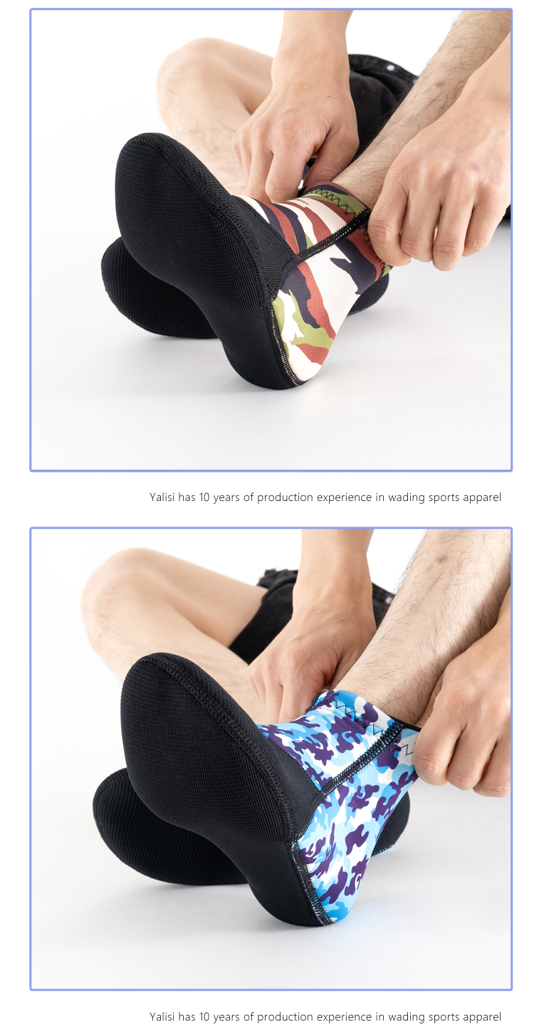 Custom Dive Socks, Snorkel Socks, Protective Beach Socks, Camouflage Wetsuit Socks for Surfing