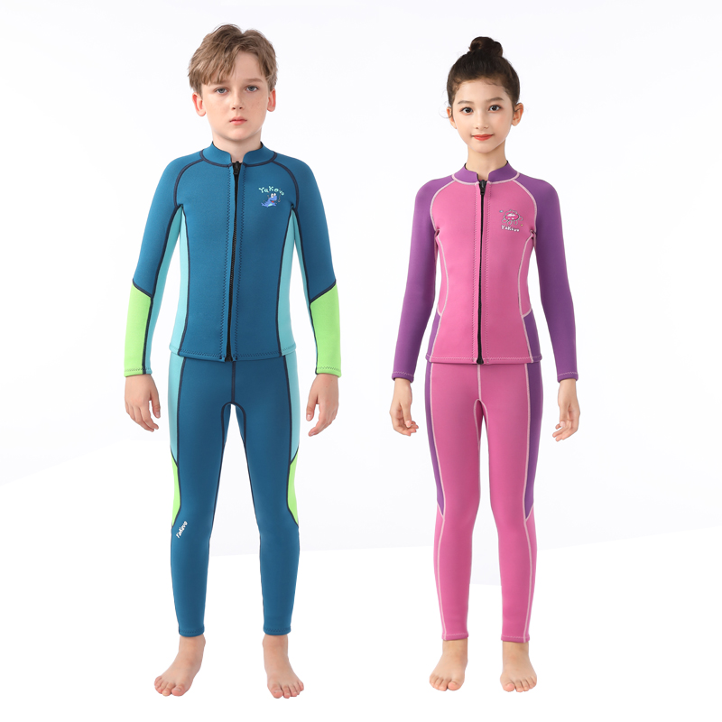 Kids' Split Wetsuit: Long-Sleeve, Warm, Sun-Protective, for Surfing, Snorkeling, Diving (Boys & Girls)