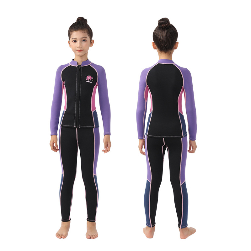 Kids' Split Wetsuit: Long-Sleeve, Warm, Sun-Protective, for Surfing, Snorkeling, Diving (Boys & Girls) 6