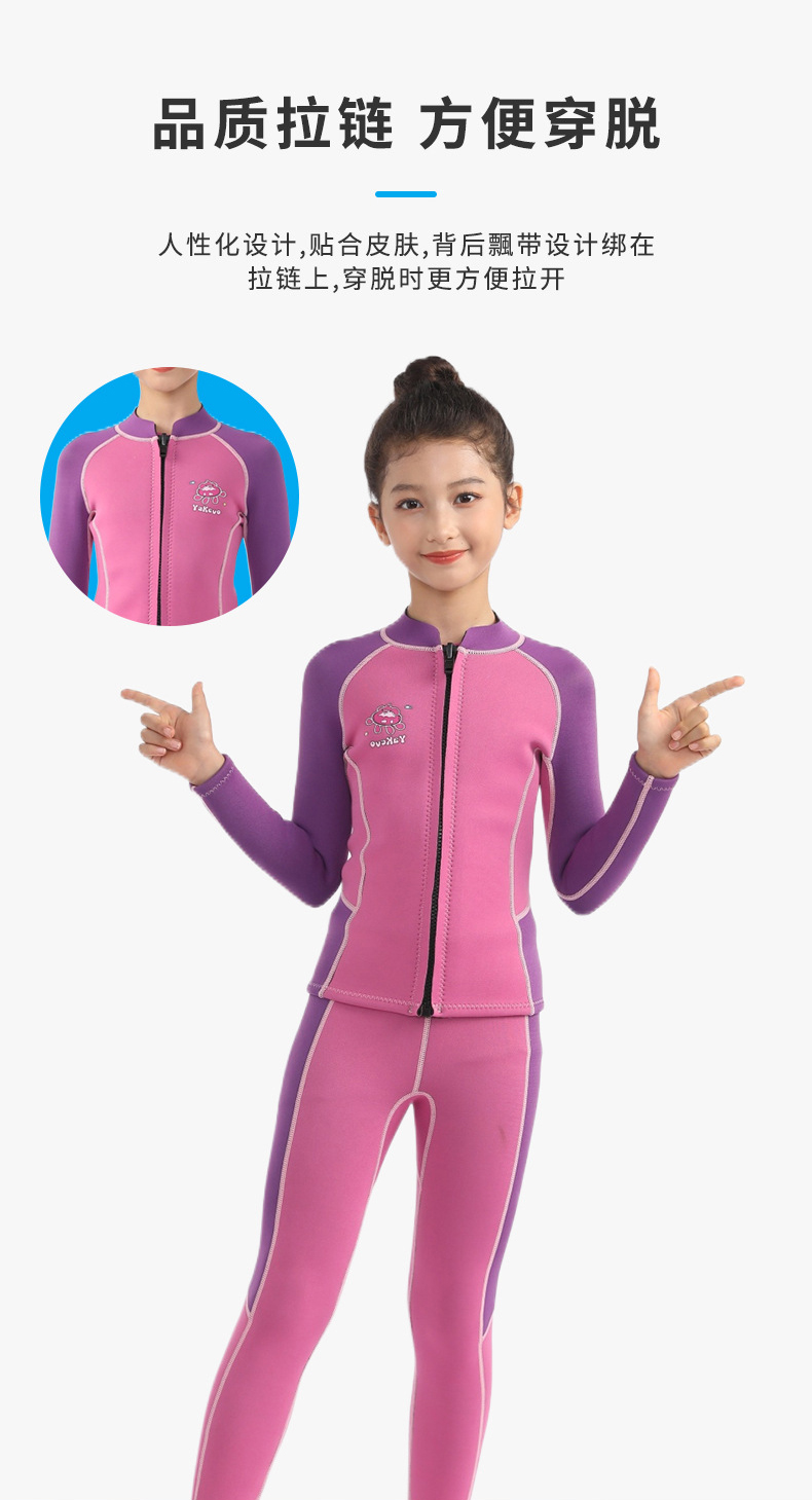 Kids' Split Wetsuit: Long-Sleeve, Warm, Sun-Protective, for Surfing, Snorkeling, Diving (Boys & Girls)