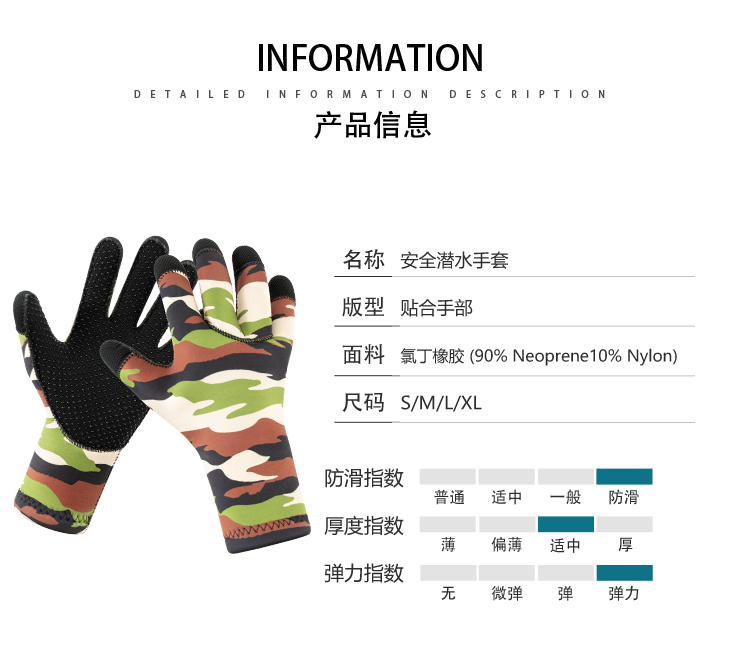 Non-slip dotted diving gloves with wear-resistant fabric for winter swimming, spearfishing, snorkeling, free diving and scuba diving, customizable