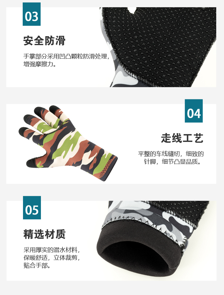 Non-slip dotted diving gloves with wear-resistant fabric for winter swimming, spearfishing, snorkeling, free diving and scuba diving, customizable