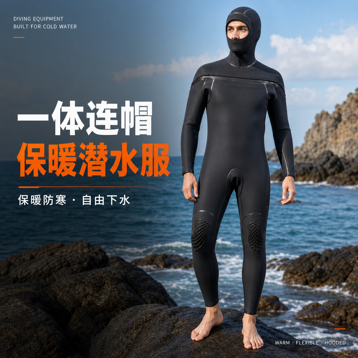 Front-Zip Wetsuit for Scuba Diving & Snorkeling, Custom Neoprene Laminated Blind-Stitched Wetsuit, OEM/ODM Factory Production 3
