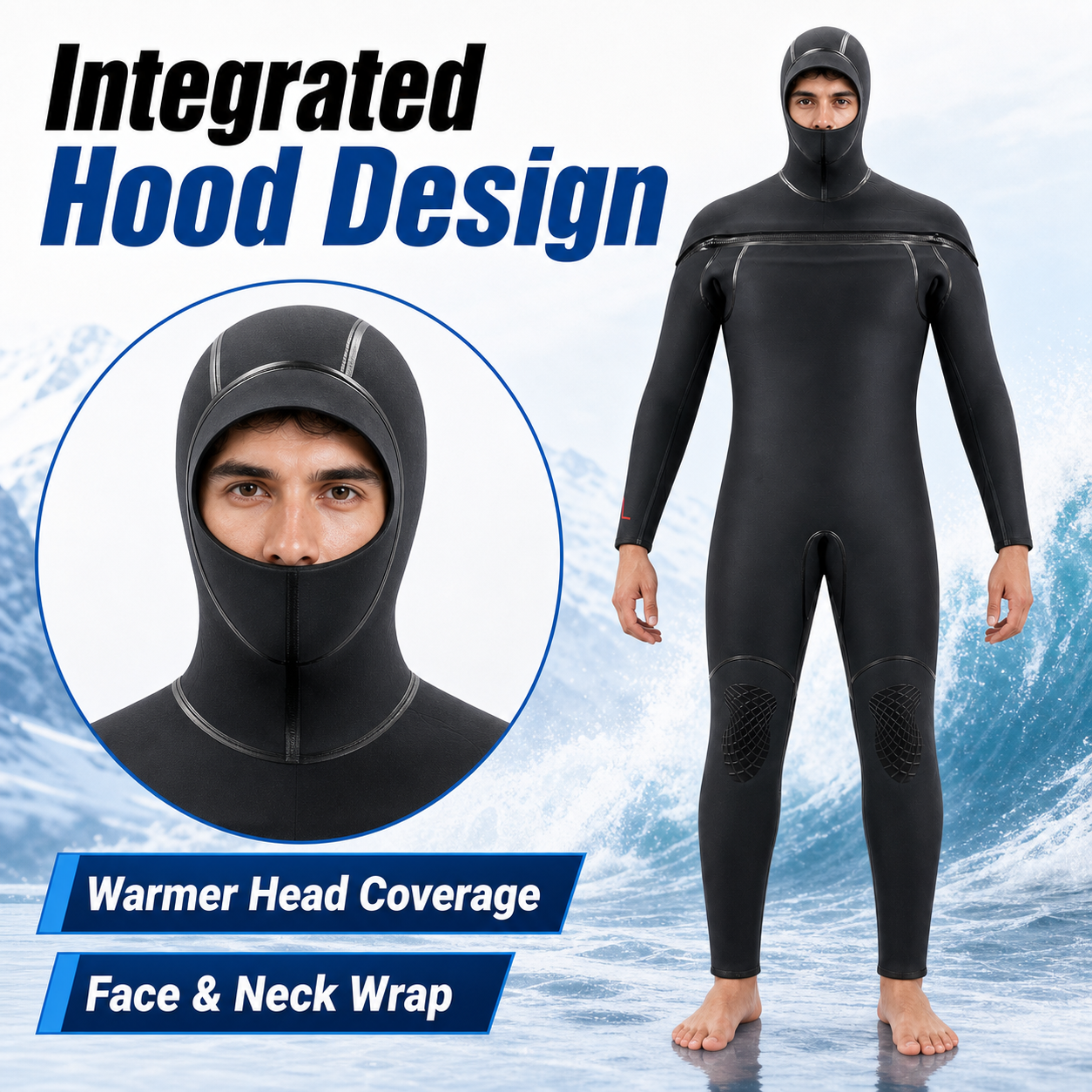Front-Zip Wetsuit for Scuba Diving & Snorkeling, Custom Neoprene Laminated Blind-Stitched Wetsuit, OEM/ODM Factory Production