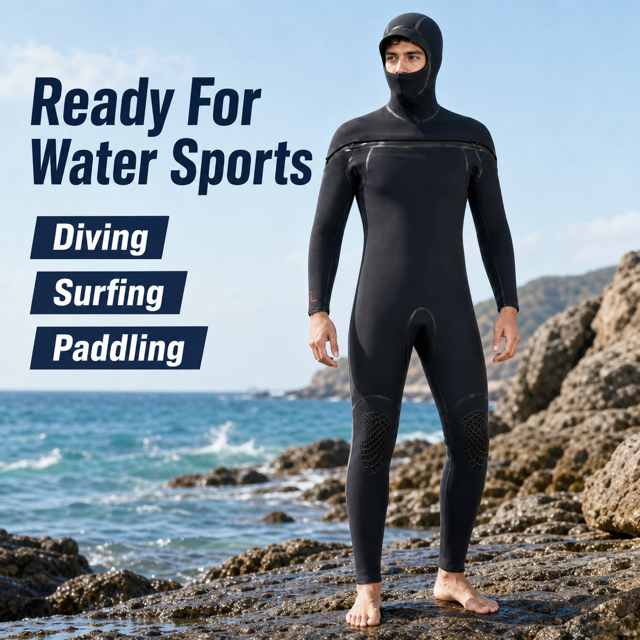 Front-Zip Wetsuit for Scuba Diving & Snorkeling, Custom Neoprene Laminated Blind-Stitched Wetsuit, OEM/ODM Factory Production